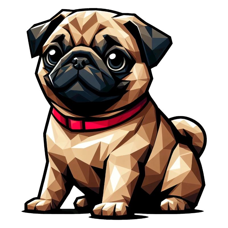 Geometric Pug Design Dog Polygon Art