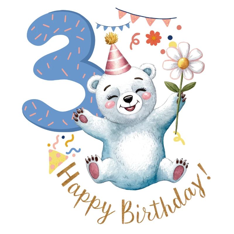 Kind Eisbär 3 Jahre 3. Geburtstag