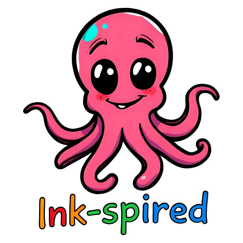 Pink Octopus Cartoon Standing with Arms Extended