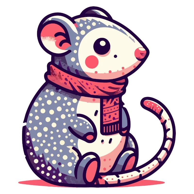 Cute mouse in a scarf