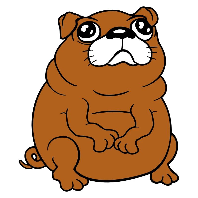 Le chien carlin est assis petite bite mendiante a l’air triste