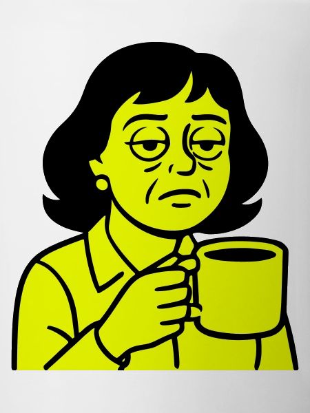 Grumpy coffee lady