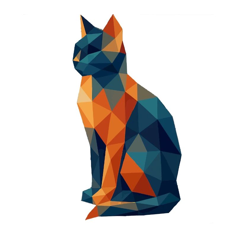 Geometric Polygon Cat BlueOrange