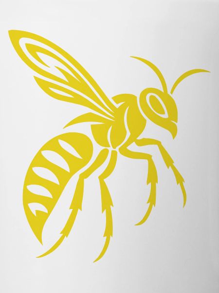 Yellow wasp silhouette on black