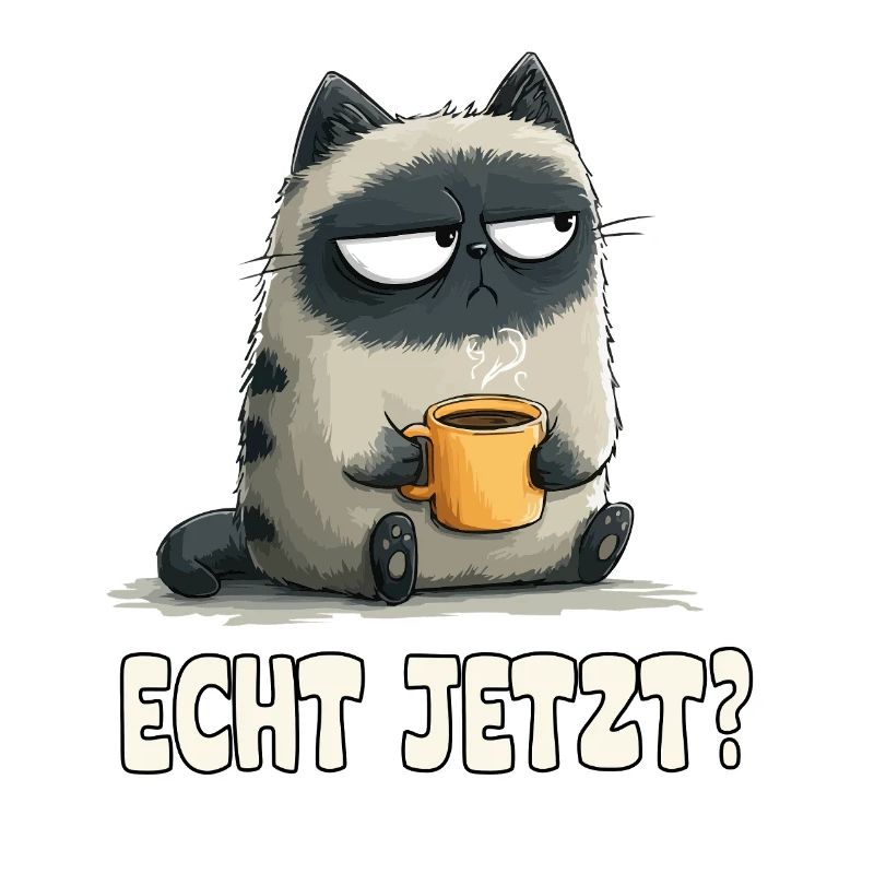 Grummelkatze mit Kaffee