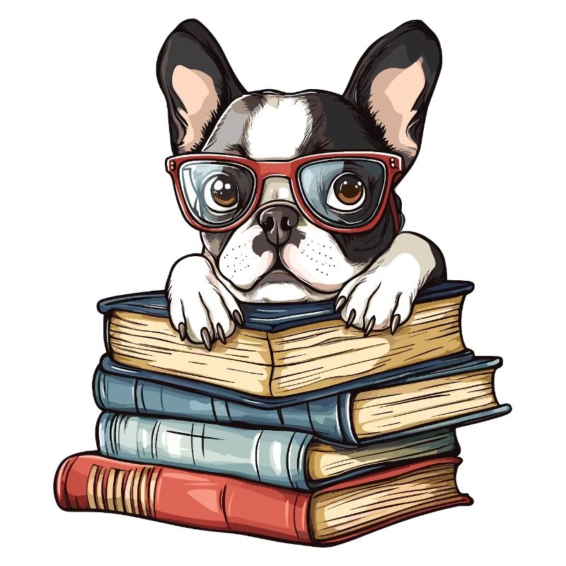 Süßes Boston-Terrier-Hundelesebuch mit Brille