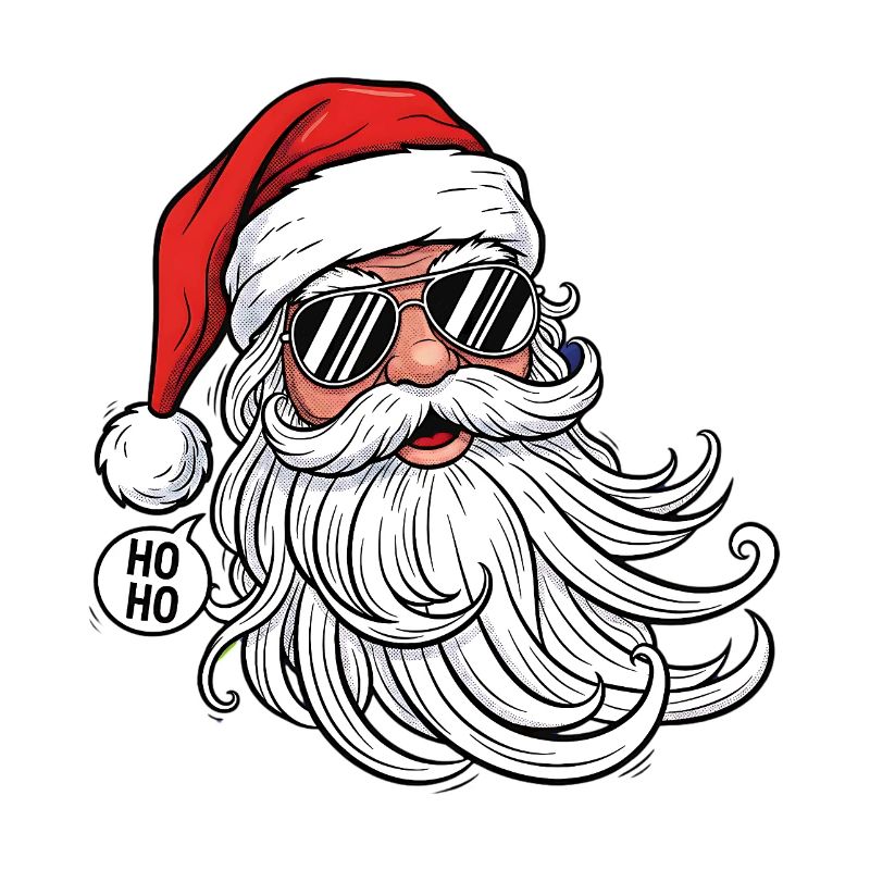 Cool Santa Comic Head with Sunglasses
