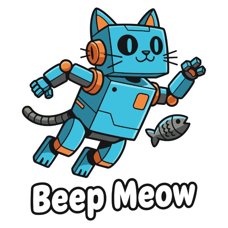 Chat robot bleu Bip Miaou