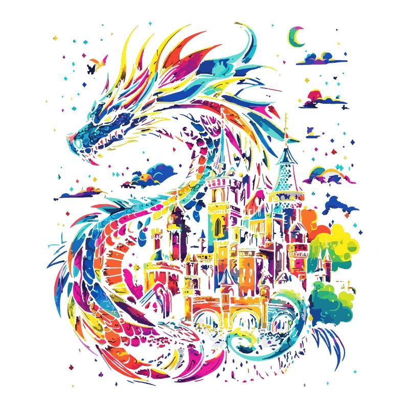 Dragon Castle Fantasy Magic Mythology Creature