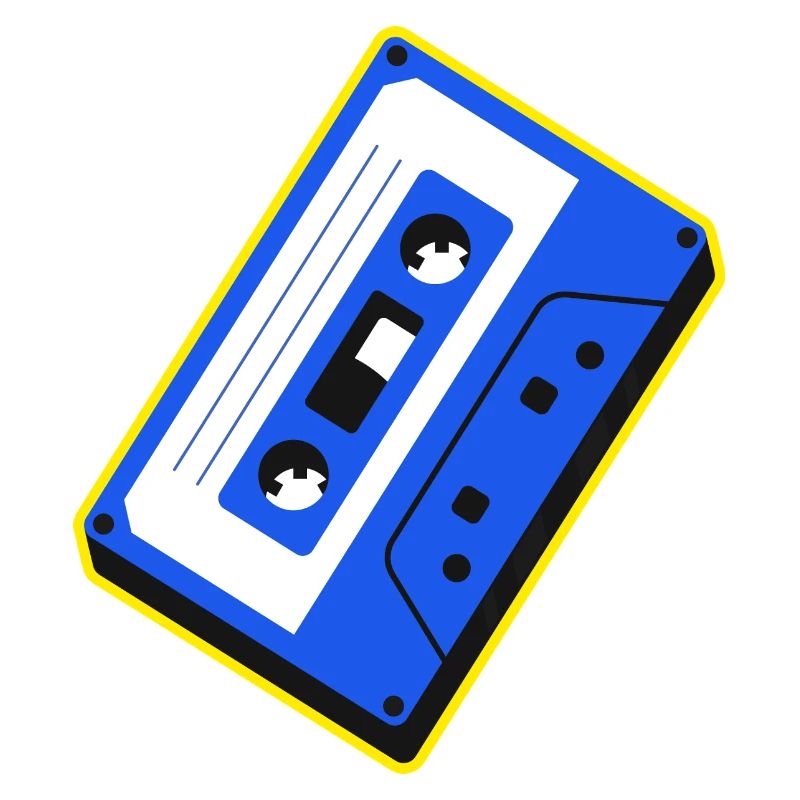 Illustration rétro sur cassette bleue