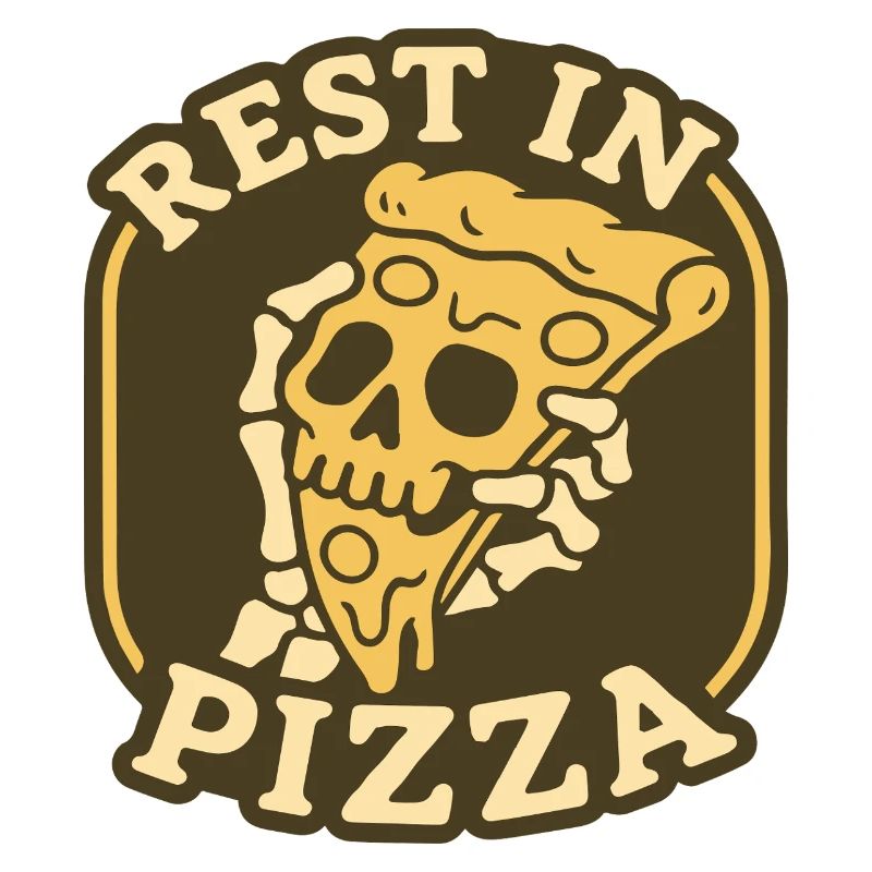 Ruhe in Pizza Schädelabzeichen Lustiges Essensdesign