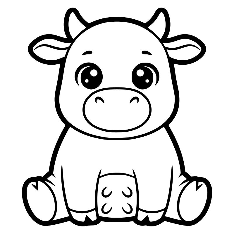 Cute Cow Calf Comic Coloring Vector