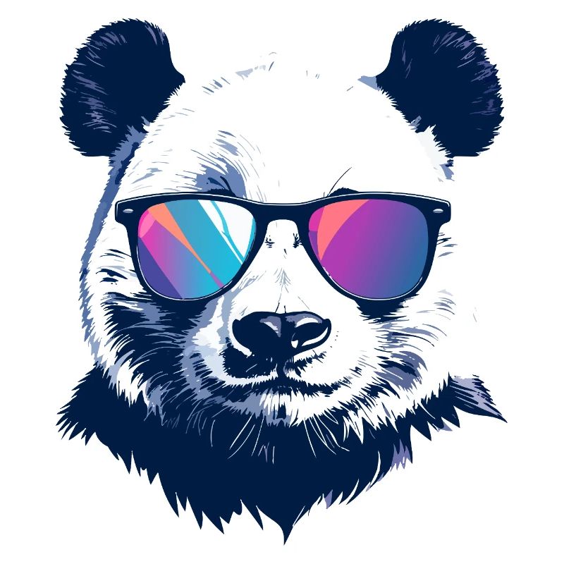 Motif portrait de Panda cool avec lunettes de soleil néon