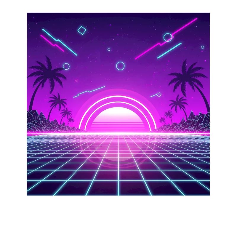 Neon Retro Sunset Grid