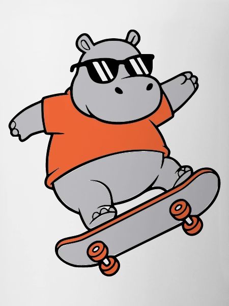 Cool Hippopotamus Skater Skateboard Vector