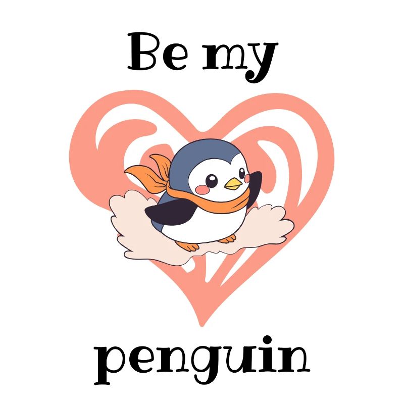 Pingouin Cœur avec Écharpe