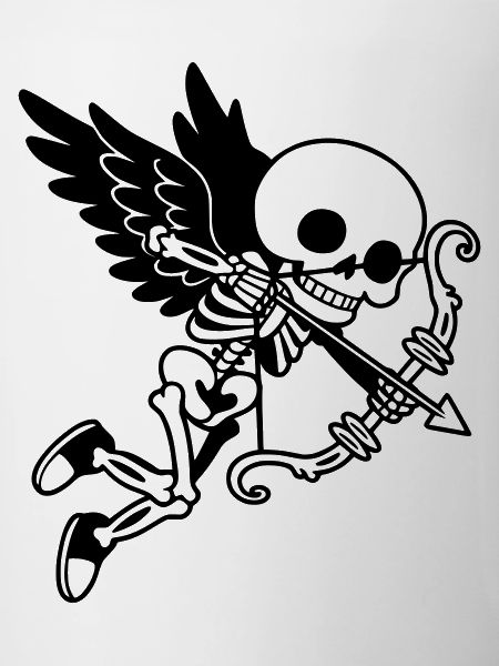 Skeleton Cupid with Wings Black