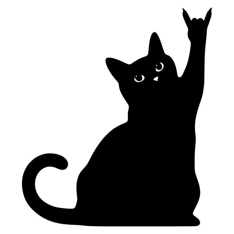 Black Cat – Devil Horns Silhouette
