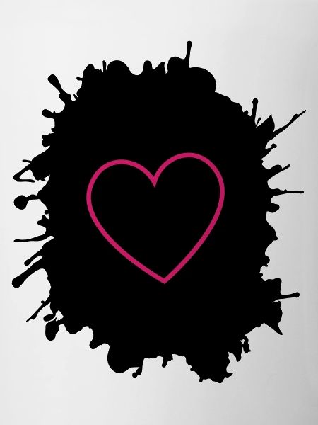 Neon Pink Heart Outline on Black