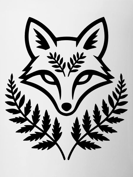 Fuchs Kopf Farn Blätter Wappen
