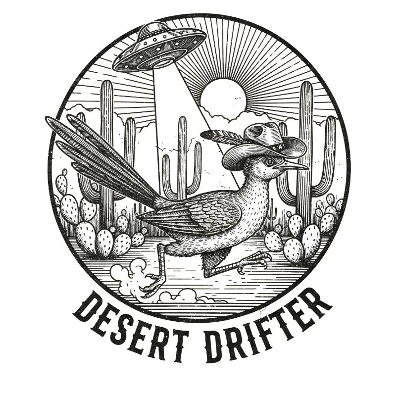 Wüste Roadrunner UFO Retro Western Desert Drifter