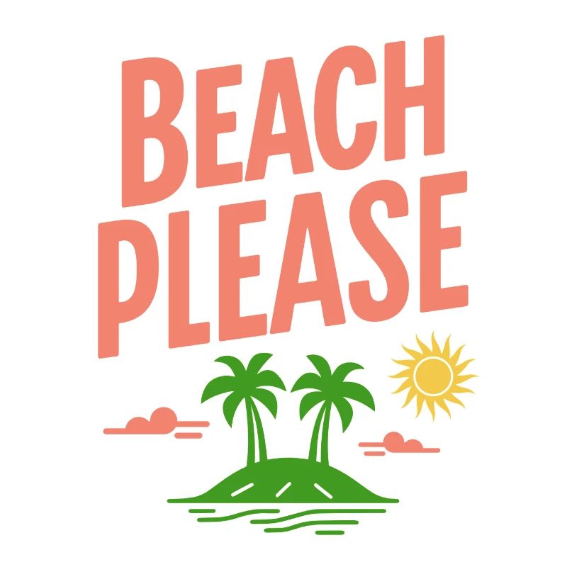 Beach Please Lustiger Strand Spruch Retro