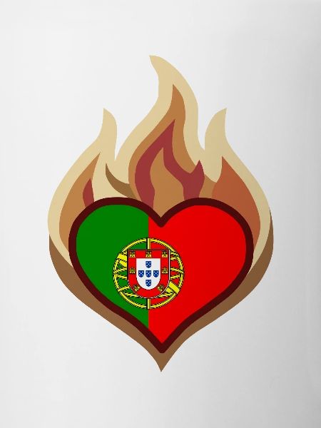 Portugal Flag Heart on Fire