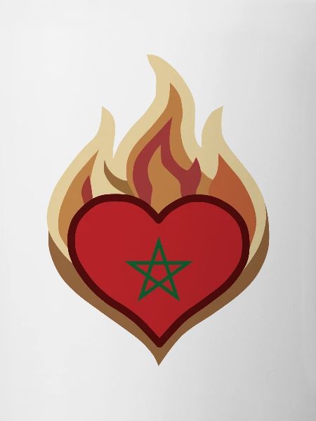 Morocco Flag Heart on Fire