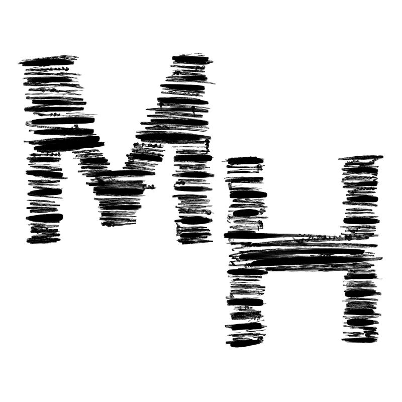 abstract hand-painted monogram, letters M H