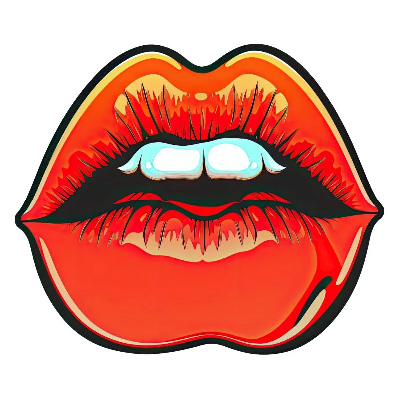 Teasing Red Lipstick Lips