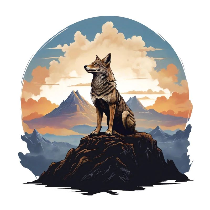 Wächter der Dämmerung: Sitzender Wolf