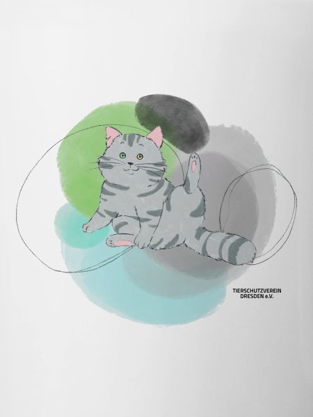🐾 Grau getigerte Katze🐱Grün Blau