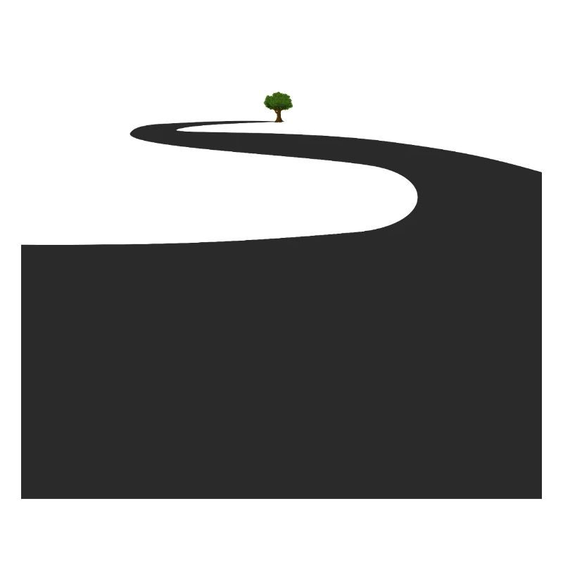 Lonely walk with green tree