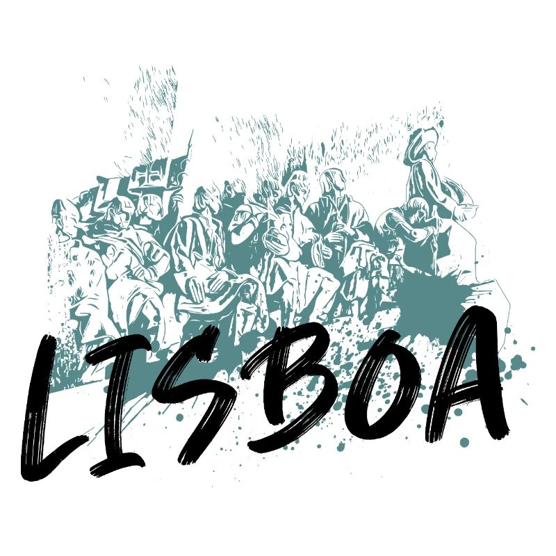 Monument Découvertes Lisbonne illustration bleue