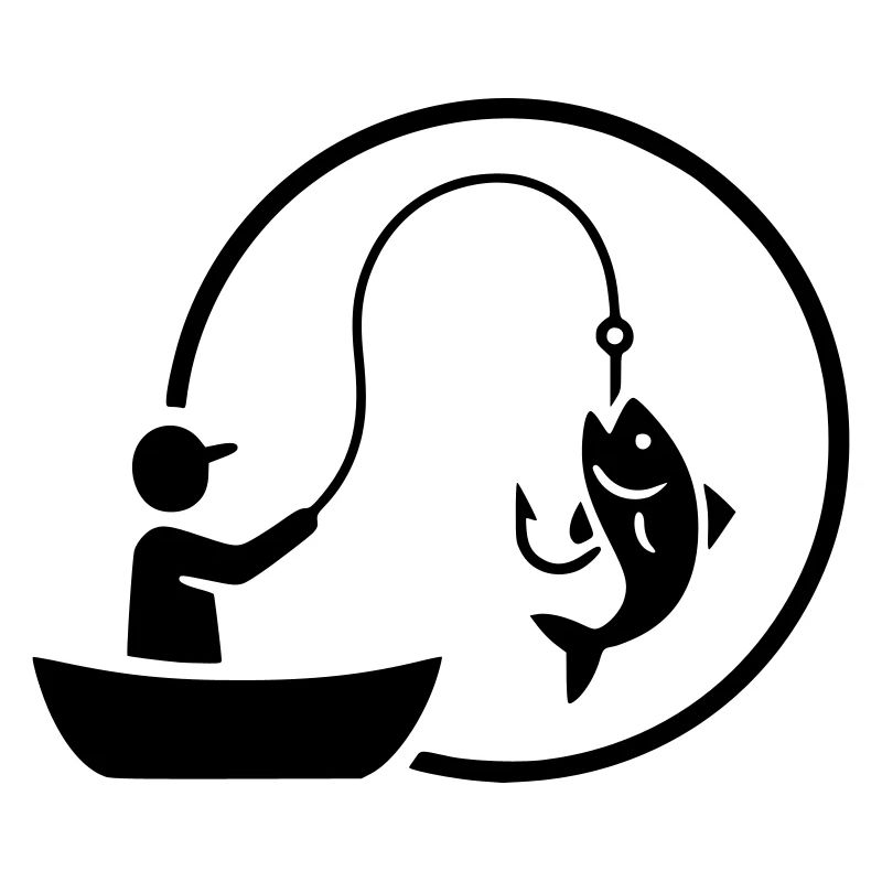 Logo du pêcheur dans un bateau Minimaliste