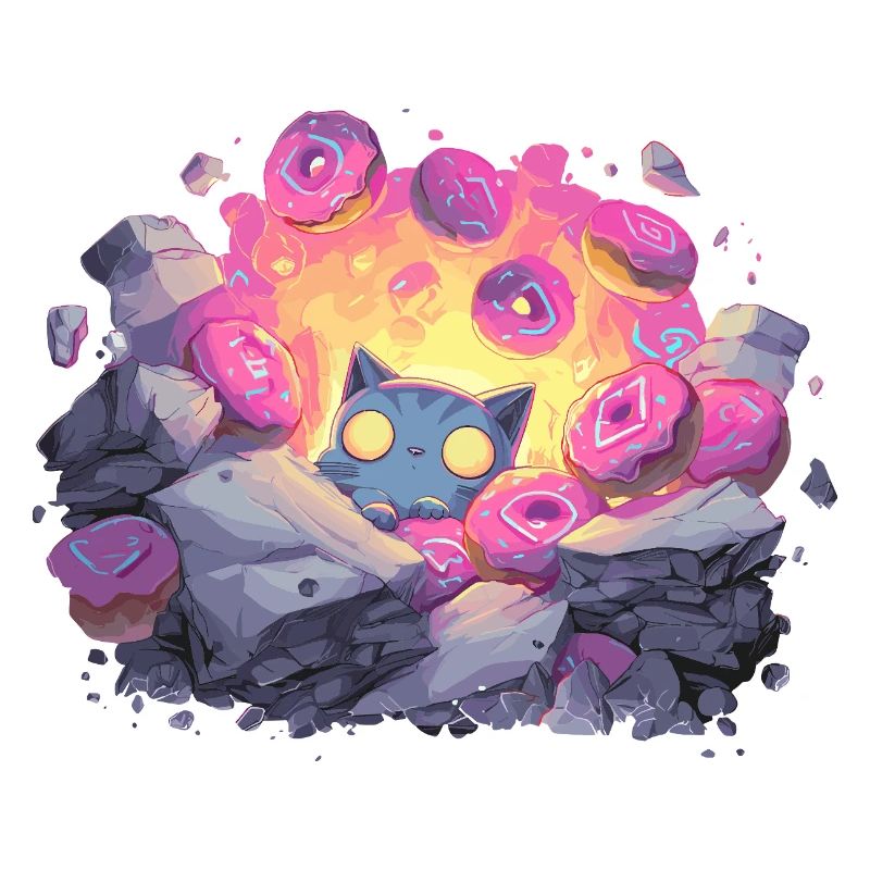 Cat Crystal Donut Grotto in Neon Light