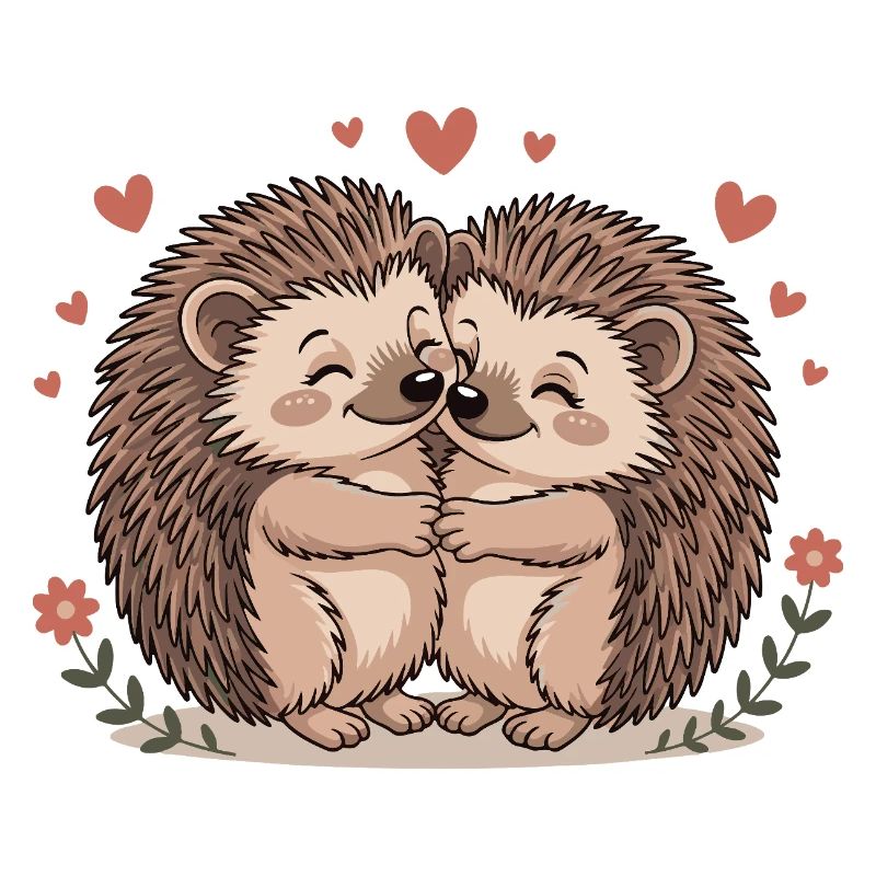 Igel Paar Liebe mit Herzen