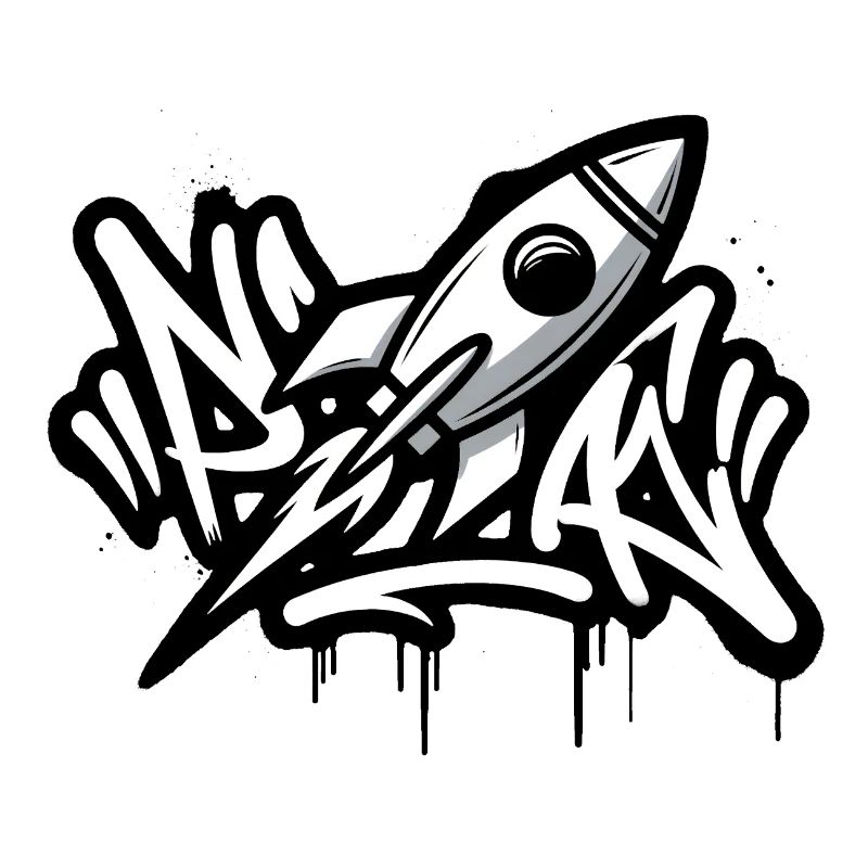 Graffiti-Rakete in Schwarzweiß