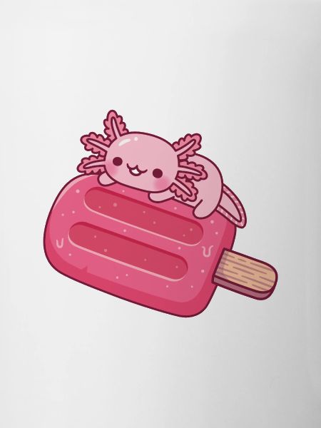 Cute Axolotl Chilling On Red Icelolly