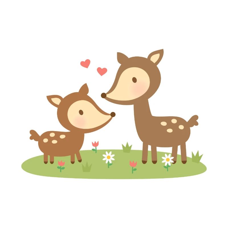 Mère et enfant, biche et faon