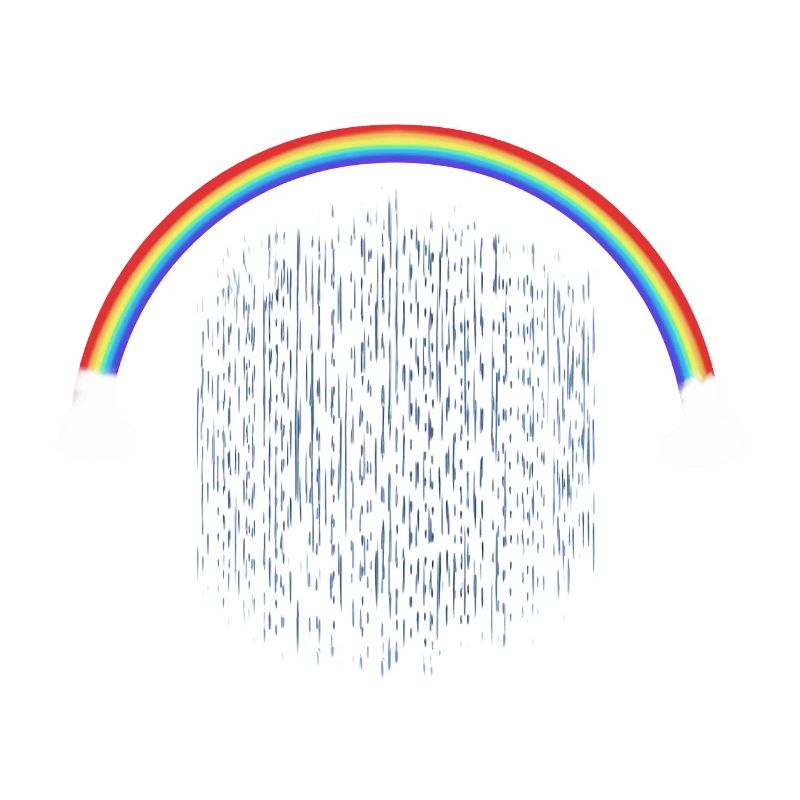 Rainbow with Rain Drops Pattern