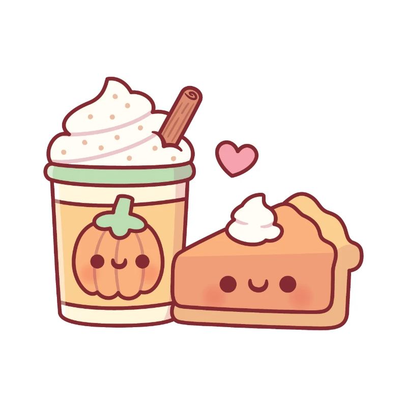 Cute Pumpkin Spice Latte And Pumpkin Pie