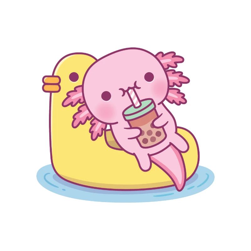 Mignon Axolotl Chilling sur Duck Pool Float
