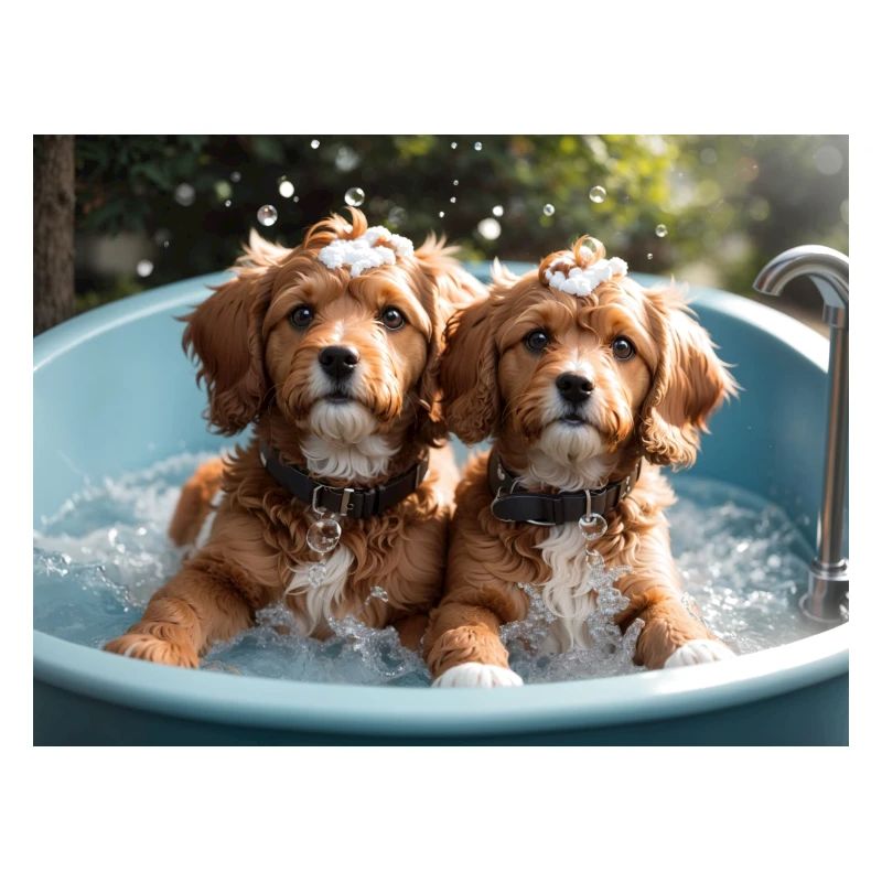 chiens se baignant
