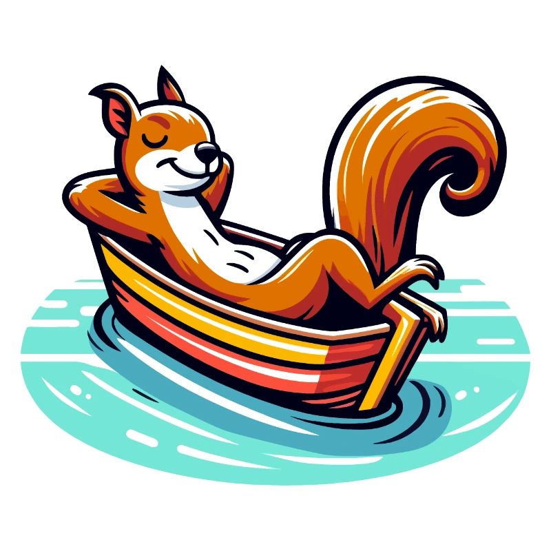 Entspanntes Eichhörnchen im Boot