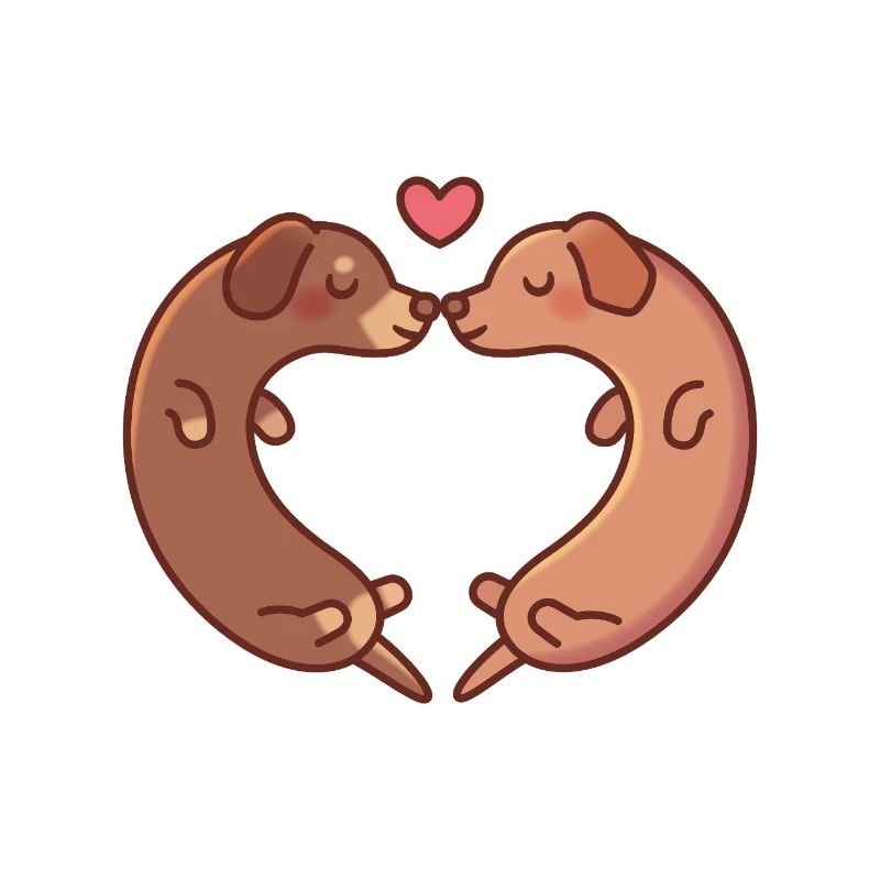 Chiens teckels mignons amoureux