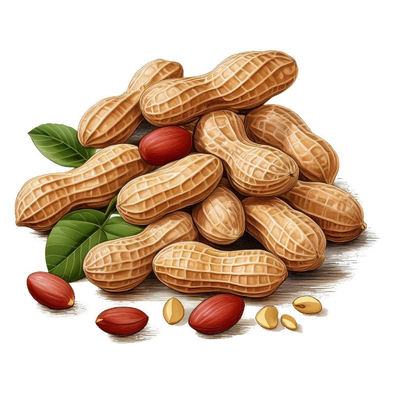 Roasted peanuts with leaf detail
