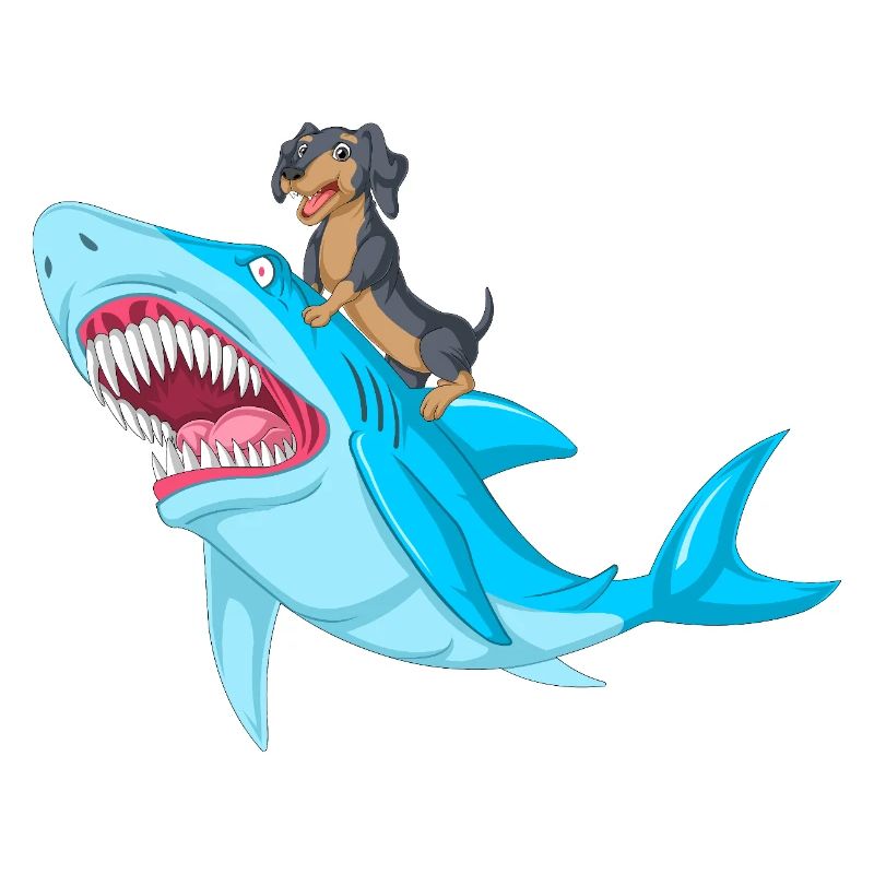 Dachshund Riding Shark Tee