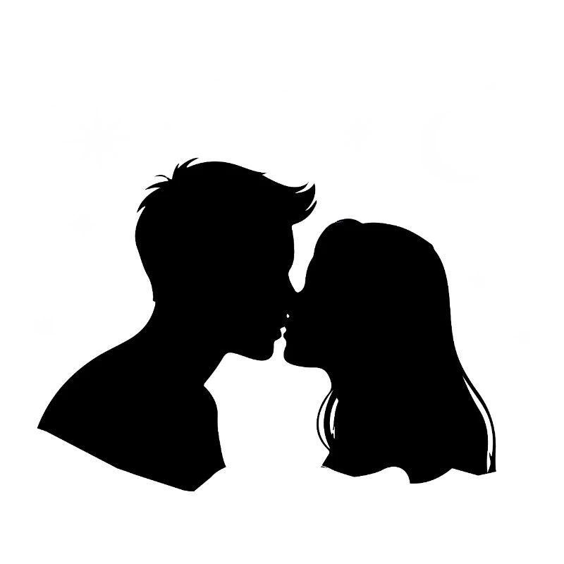 Silhouette de baiser au clair de lune