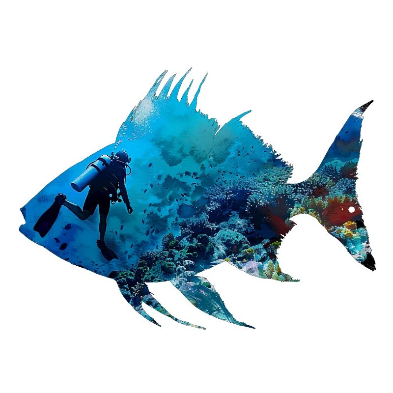 Silhouette de poisson de corail sous-marin Diver